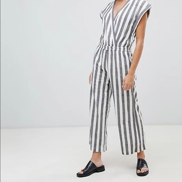 ICHI Striped Jumpsuit - size M - Picture 1 of 4